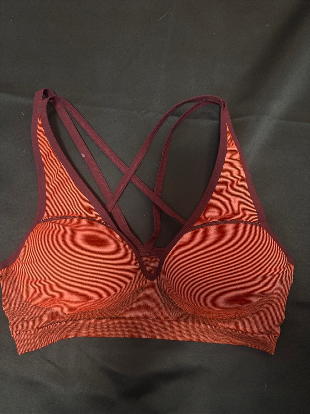 PINK Victoria's Secret Strappy Seamless Sports Bra in Rust and Burgundy